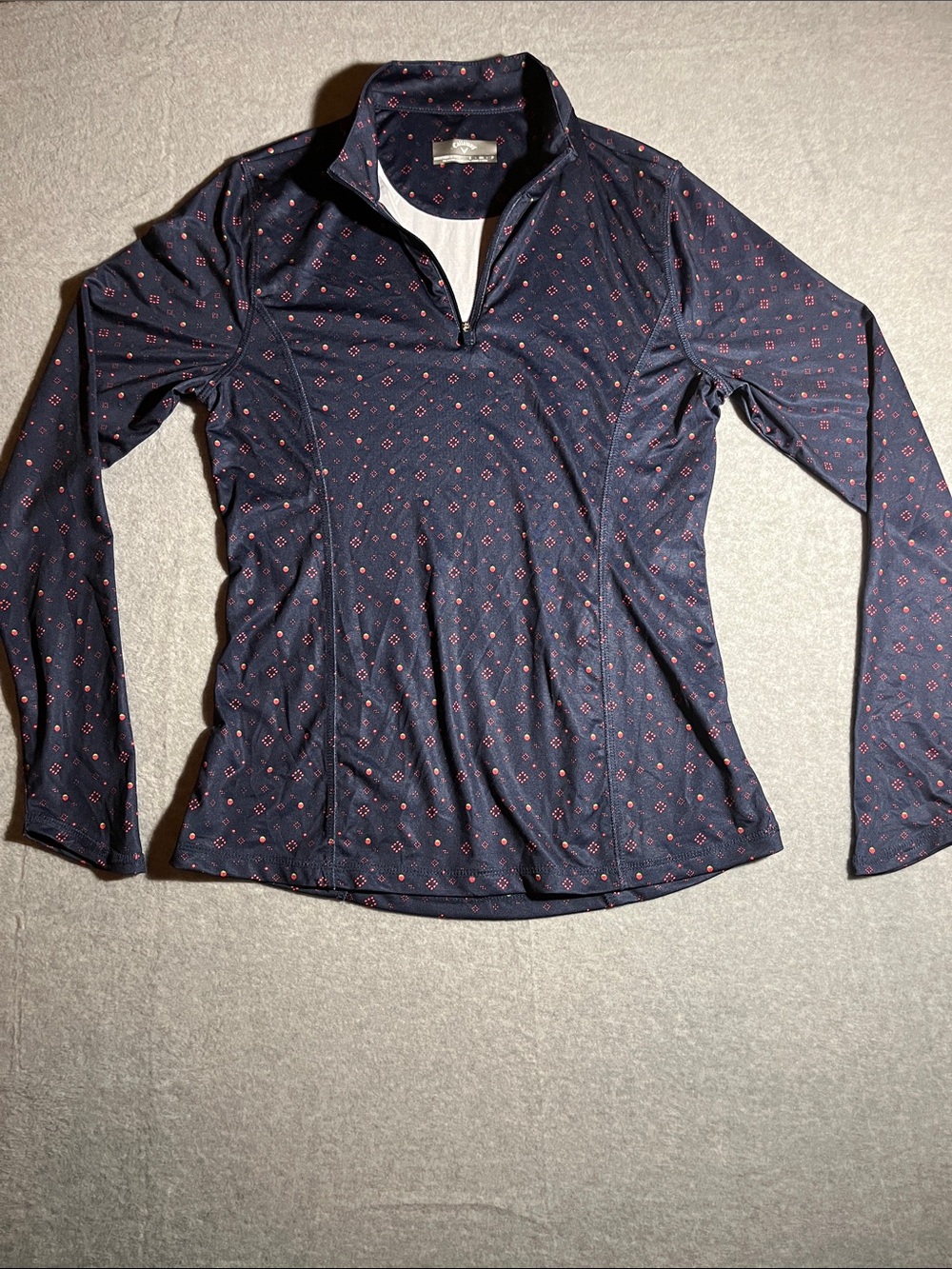 Callaway Navy Long-Sleeve Quarter-Zip Top with Red Strawberry Print